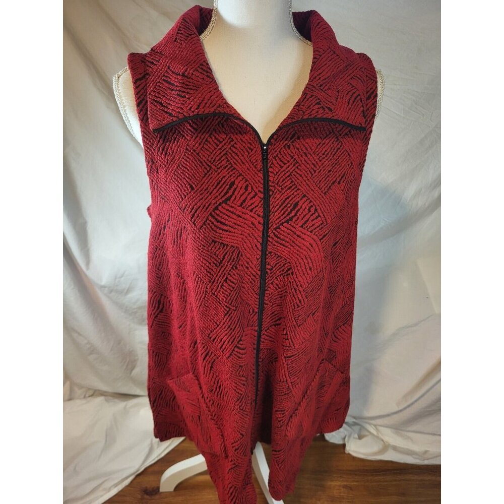 Habitat Clothes To Live In Zip Up Red Asymmetrical Vest Tunic‎ Lagenlook Size S